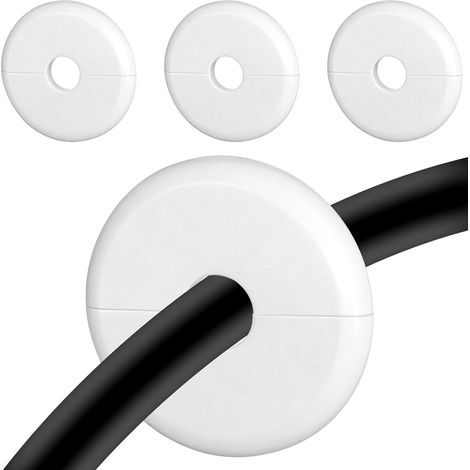 Lot de 4 traverses murales pour passe-câbles - 1,57" - Passe-fenêtre pour trou mural - Routeur de câble et adaptateur Ethernet - Protège les câbles - Décoré des trous (blanc) (1/5)