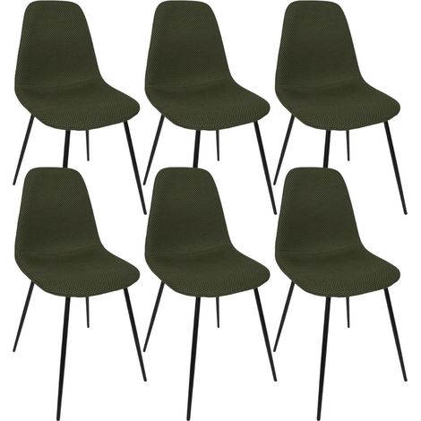 Lot de 6 chaises en tissu texturé maille 3D kaki - ELECTRON (1/5)