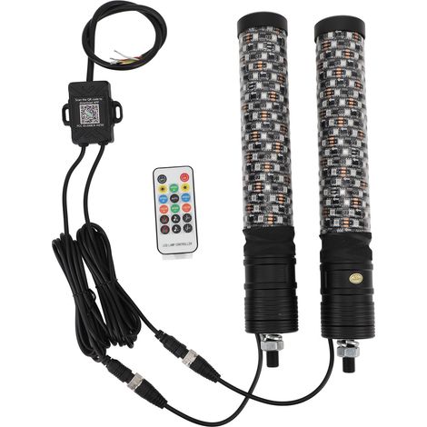 2 pièces 12-24V RVB LED Fouet Lumière Étanche App Télécommande 366 Modes Antenne de Chasse pour UTV ATV Hors Route Camion de Sable Bateau 1FT (1/5)