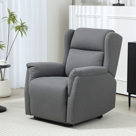 Poltrona relax reclinabile, schienale fino a 160°, poggiapiedi estraibile, imbottitura con molle insacchettate, lino grigio scuro (1/5)