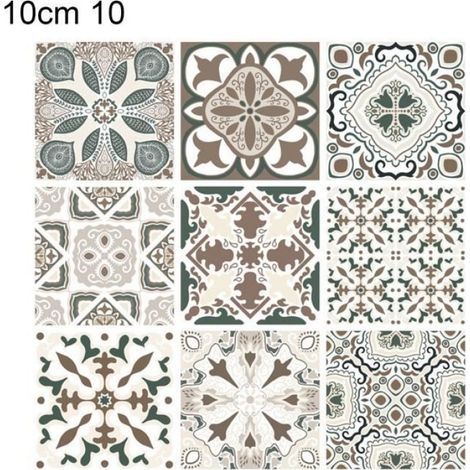Stickers muraux en motif de carrelage - 10x10cm - PVC - Cuisine - Scandinave - Moderne