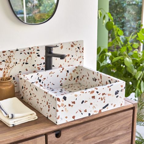 Tikamoon Made Vasque en terrazzo premium H 13 cm × L 40 cm × P 40 cm (1/5)