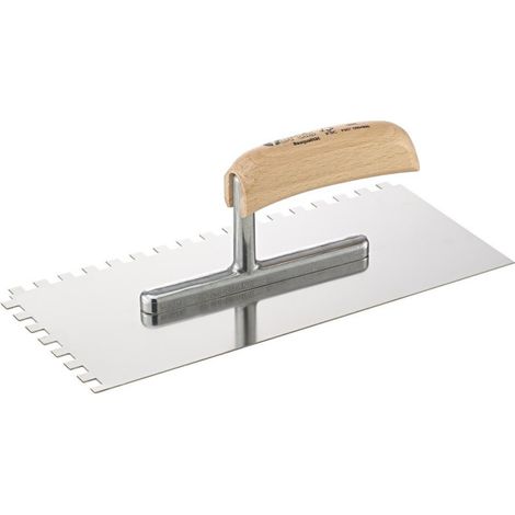 Llana de albañil 280x130 mm dentado 8x8 mm de acero inoxidable Fortis
