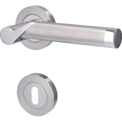 Alpertec BB-Rosettengarnitur Solid 1 Edelstahl silber rund Beschläge