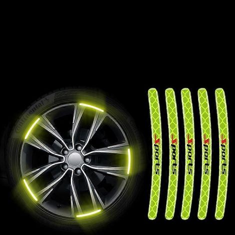 Lot de 20 autocollants réfléchissants pour roues de voiture, bandes réfléchissantes lumineuses de sécurité - Sport (1/5)