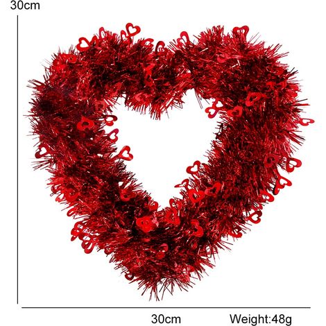 Guirlande En Forme De Cœur - 30 Cm - Décoration Artificielle Pour Porte D'Entrée Et Intérieur - Pour La Saint-Valentin Et Le Printemps - 1 Pièce (1/5)