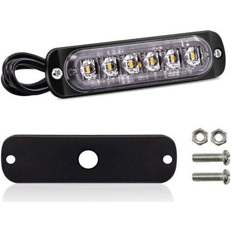 NALOOKAMIC 4PCS feux latéraux stroboscopiques, barre lumineuse d'avertissement de danger à 6 LED, balise de panne ambre, feux clignotants d'urgence, étanches 12V 24V universels pour camion de voiture