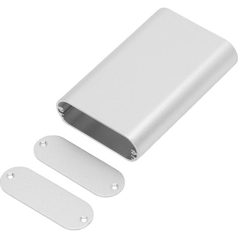 Boîtier électronique en alliage d'aluminium, finition argent mat, compatible avec les circuits imprimés de 24 x 70 x 110 mm. (1/5)