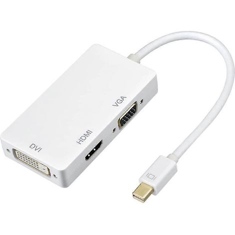 Adaptateur 3-en-1 Thunderbolt Mini DisplayPort vers HDMI, DVI, VGA (blanc) (1/5)