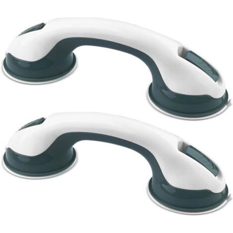 Lot de 2 poignées à ventouse, poignée de sécurité pour baignoire, amovible sans perçage, barre d'appui pour toilettes et douche, antidérapantes pour enfants, personnes âgées et handicapées (vert) (1/5)