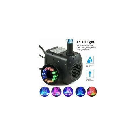 NALOOKAMIC Pompe submersible à lumière colorée, 8W 220V pompe submersible avec 12 LED couleur pour fontaine, piscine, jardin, aquarium (1/4)