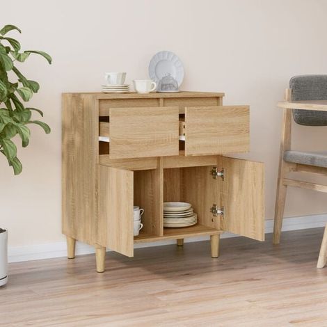 Buffet Bas de Cuisine en Bois d'Ingénierie, Couleur Chêne, 60x35x70 cm, Meuble de Rangement Compact pour Salon ou Entrée (1/5)