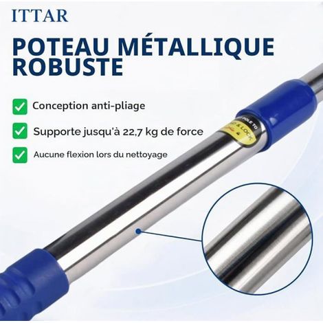 Raclette Rotative - Balai Microfibre - Manche Télescopique en Acier Inoxydable - Pour Vitres et Surfaces Lisses - 2 Pièces (1/5)