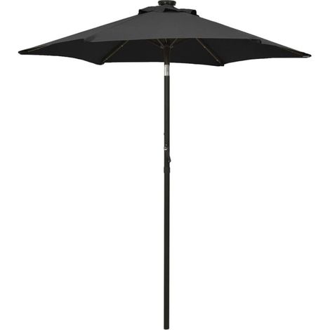 Parasol avec lumières LED - Parasol de Jardin Extérieur - Protection Solaire pour Jardin Patio Piscine Noir 200x211 cm Aluminium HNDX541329 (1/5)
