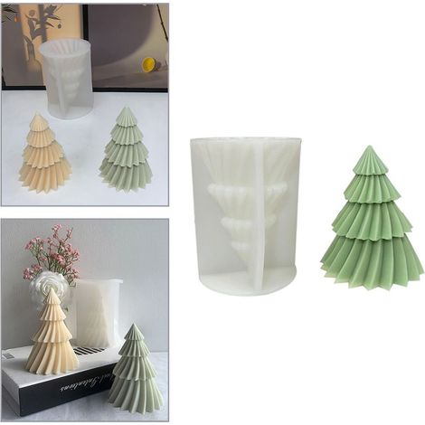 1 Moule à bougies silicone, arbre de Noël 3D, résistant chaleur -40°C à 230°C, pour résine savon chocolat (1/5)