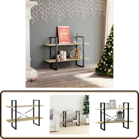 Bücherregal 2 Fächer Sonoma-Eiche 100x30x70 cm Holzwerkstoff - Bücherregal - Regal - Holzregal - Eichefarbenes Regal - Industrielles Design (1/5)