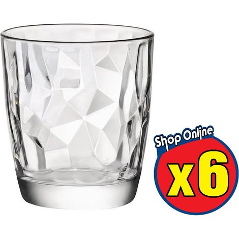 6 PZ BORMIOLI DIAMOND BICCHIERE ACQUA TRASPARENTE DA 30CL H 9.3 CM (1/4)