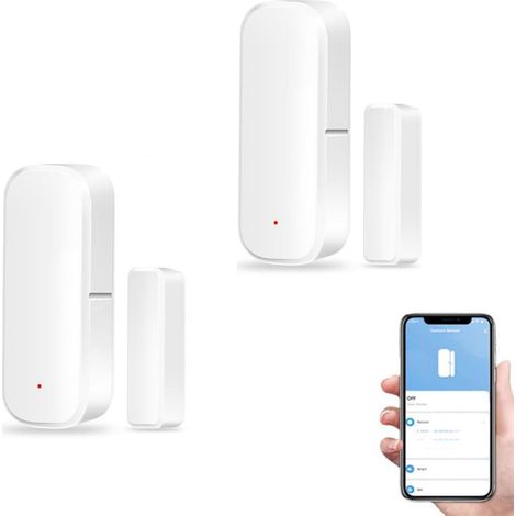 Capteur de Porte et fenêtre Zigbee, Nécessite Un hub Zigbee, Système d'alarme avec détecteur sans Fil, Aucun Outil nécessaire (2 Pack) (1/5)