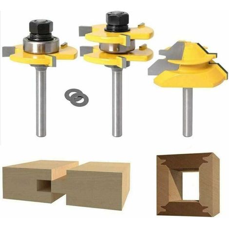 45 Degree Mitre Cutter + Tongue & Groove Drill Bit, Woodworking Router Bit for Carpentry Tools (1/4 Inch (6.35mm)) MUMU (1/4)