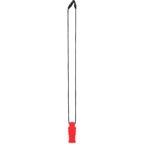 Bavoir de dentition en silicone forme robot rouge pendentif à mâcher pour bébé collier de dentition (1/5)