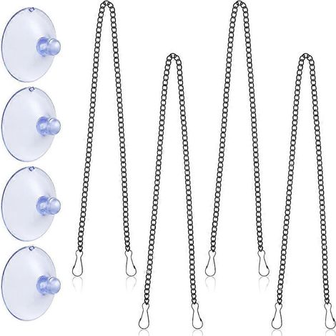 Filiyano-Chaînes de suspension en acier inoxydable de 20 pouces pour panneaux de vitraux avec crochets à ventouses (1/5)