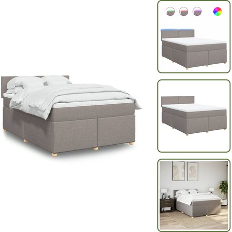 The Living Store Giroletto a Molle con Materasso Tortora 160x200 cm in Tessuto - Materasso a molle insacchettate