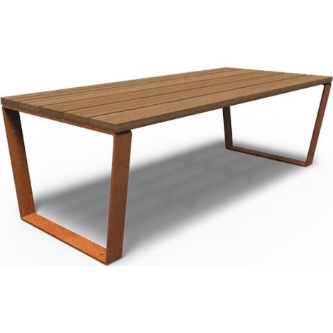 Adezz Gartentisch Serie MIO 230 x 100 x 76 cm Tischplatte Holz Kebony Rahmen Cortenstahl