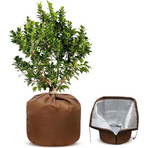 Couvertures de protection des plantes pour pots à fleurs, couverture d'hiver 50 x 45 cm, voile d'hiver pour plantes extérieures, avec doublure en aluminium (1/5)