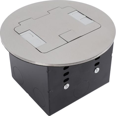 Socle électrique de sol encastré 2500W 20A 2 prises et 2 ports USB acier inoxydable PC (1/5)