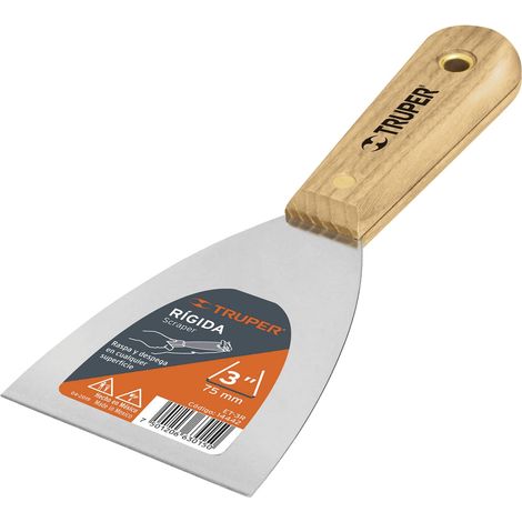 Espátula rígida con mango de madera - 75 mm