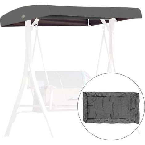 Toit de rechange imperméable pour balancelle de jardin 3 places – Dimensions 191x120x23cm – Tissu oxford durable – 4 poches renforcées (1/5)