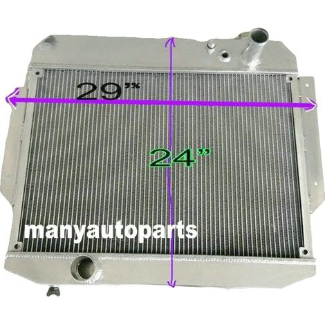 Radiador, construcción de aluminio, peso 6,5 kg, compatibilidad Lincoln V8 4-BBL 1958-1960, espesor del radiador 62 mm, eficiencia de refrigeración mejorada. (1/2)