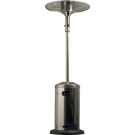 Favex – Parasol chauffant gaz 3-8 kW – Allumage piezo – Inox – Capacité de chauffe 20m² – Mobile avec roulettes