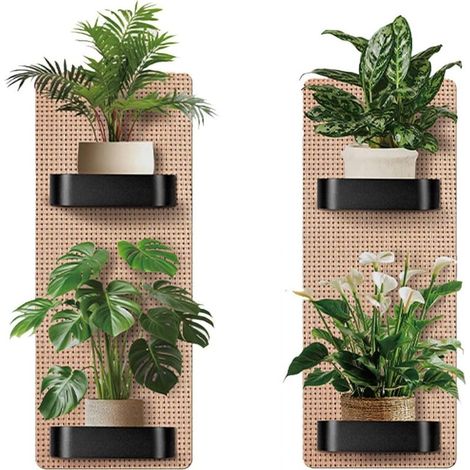 Set di 4 adesivi murali da 30 x 60 cm - Piante verdi in vaso, fiori e vasi - Decorazione murale 3D autoadesiva con piante e foglie verdi - Arte murale moderna per soggiorno, ufficio, hotel (1/5)