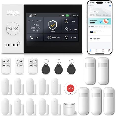 Kit Alarme Maison sans Fil, Alarme Connectée WiFi + 4G (1/5)