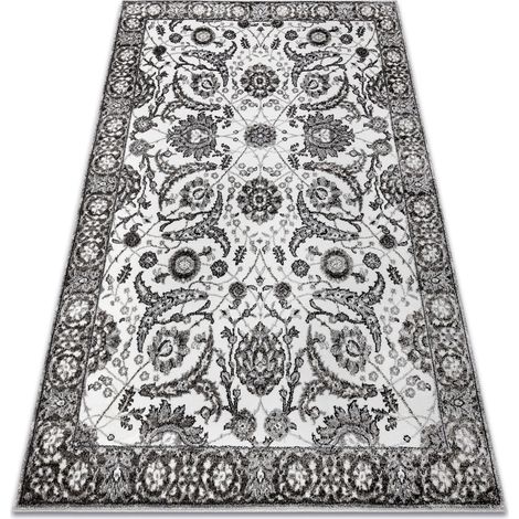 Teppich MATEO 8037/644 Klassisch Rahmen, Blumen - Strukturell grau grey 120x170 cm