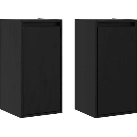 Conjunto de 2 armarios de pared decorativos y funcionales de 30 x 30 x 60 cm en madera maciza de pino negro 020048093 (1/5)