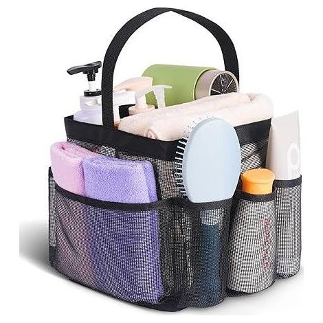 Sac de toilette en maille - Trousse Panier de toilette transparente suspendue - Trousse à suspendre pour douche, maquillage - Organisateur pour femme (1/5)