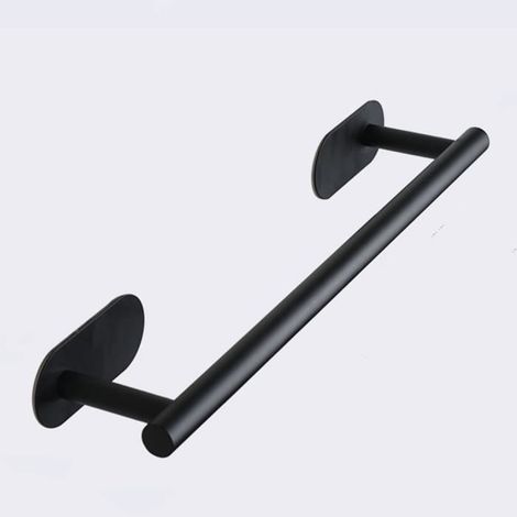 Porte-serviettes - Accessoires de Salle de Bain - Acier Inoxydable 304 - Auto-Adhésif - Noir - 40 cm (1/4)
