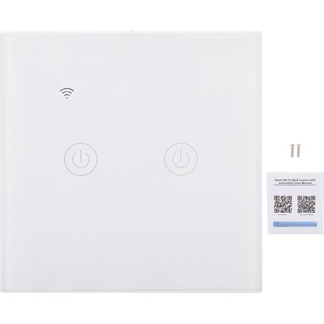 Interrupteur mural tactile intelligent WiFi ABS universel 2 voies 220-240VAC compatible fil de phase/neutre. (1/5)