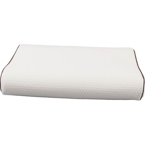 Oreiller à mémoire de forme pour soulager la douleur, haute densité, rebond lent, oreiller de soutien cervical ondulé pour dormir sur le côté, sur le dos ou sur le ventre, bordure couleur café blanc, (1/5)
