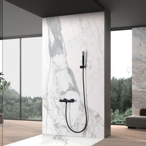 Imex -  Grifo Ducha y Bañera Termostatico Negro Serie  Génova