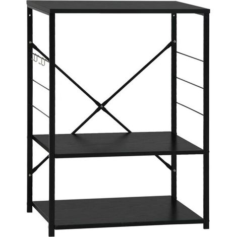 Meuble pour four à micro-ondes noir, dimensions : 60 x 39,6 x 79,5 cm (1/5)