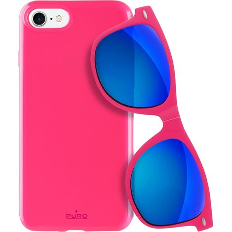 Puro Sunny Kit - Funda para iPhone SE (2022 / 2020) / 8 / 7 + Gafas de sol plegables (Rosa) (1/5)