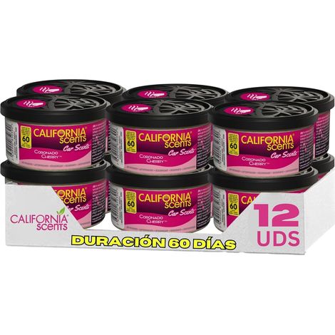 Pack de 12  Ambientador de coche en Lata California Scents - Fragancia Duradera de Cereza (1/3)