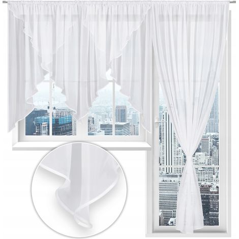 Set aus Gardinen und transparenten Vorhängen für Balkon, Wohnzimmer und Schlafzimmer, 300x145 und 200x250