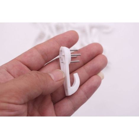 Lot de 20 crochets muraux blancs robustes en béton dur et plâtre, pour tableaux et tableaux. Crochets de suspension sans rainure, en plastique, 5 cm. (1/3)