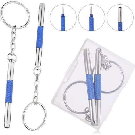 2 Pièces Tournevis à Lunettes, 3 en 1 Tournevis de réparation de poche pour Lunettes, Lunettes de Soleil, Montres, double extrémité Tête cruciforme, tête plate et porte-écrou (1/4)