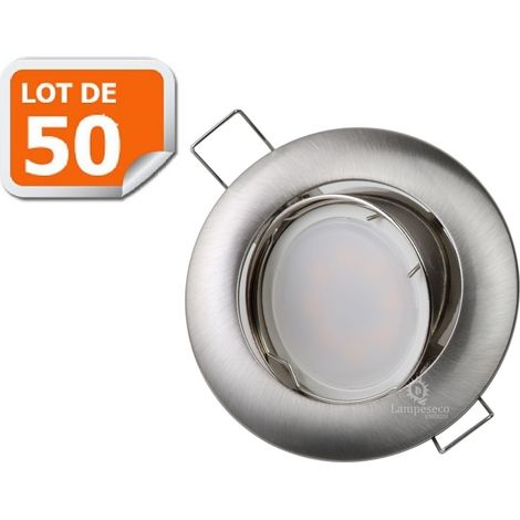 Lot de 50 collerettes supports encastrables aluminium orientables spot LED rond alu brossé - Diametre 81mm - Trou de perçage 74mm (1/5)