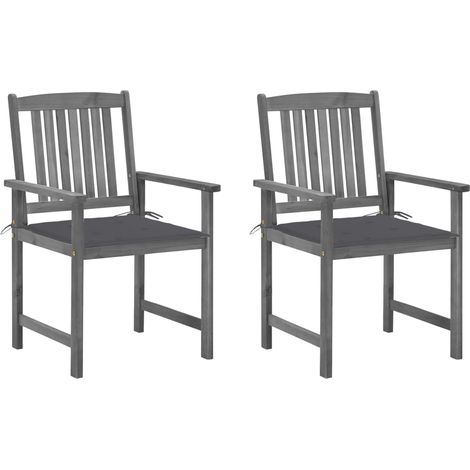 Chaises de metteur en scène avec coussins 2 pcs Gris Acacia (1/5)